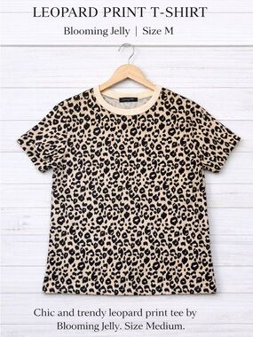 Blooming Jelly Leopard Print Tee Women’s Size M Short Sleeve Animal Print
